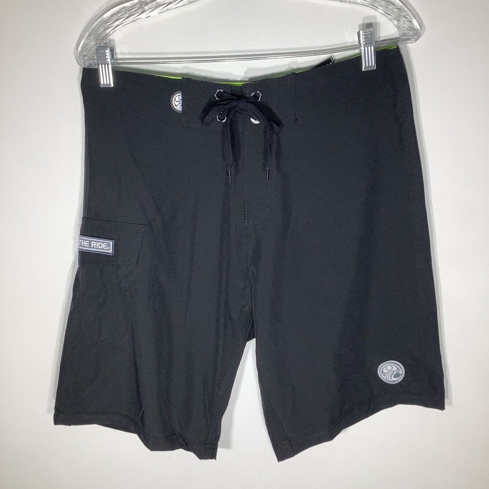 Hawaiian Island Creations Enjoy The‎ Ride Mens Board Shorts Black Size 30 NWT